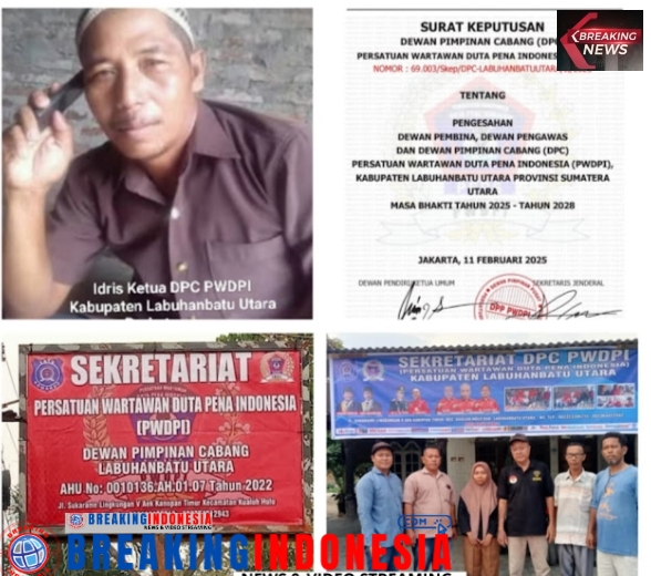 Pengurus DPD PWDPI Labura Dirikan Plang Sekretariat