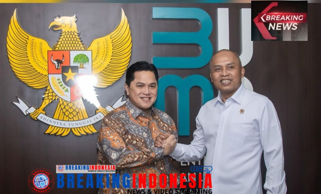 Audensi Kepala BSSN Nugroho ke Erick Thohir Untuk Menguatkan Regulasi Keamanan Siber dan Sandi Pada Lingkup Nasional