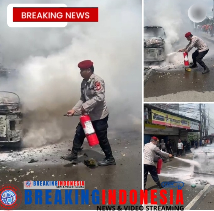 Kendaraan Roda Tiga Terbakar Hangus di Jalan Pantura, Diduga Akibat ( Over heat ) Pada Mesin Bajaj