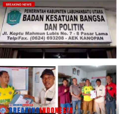 Ketua DPC PWDPI Labura Serahkan SK ke Kesbangpol Labura