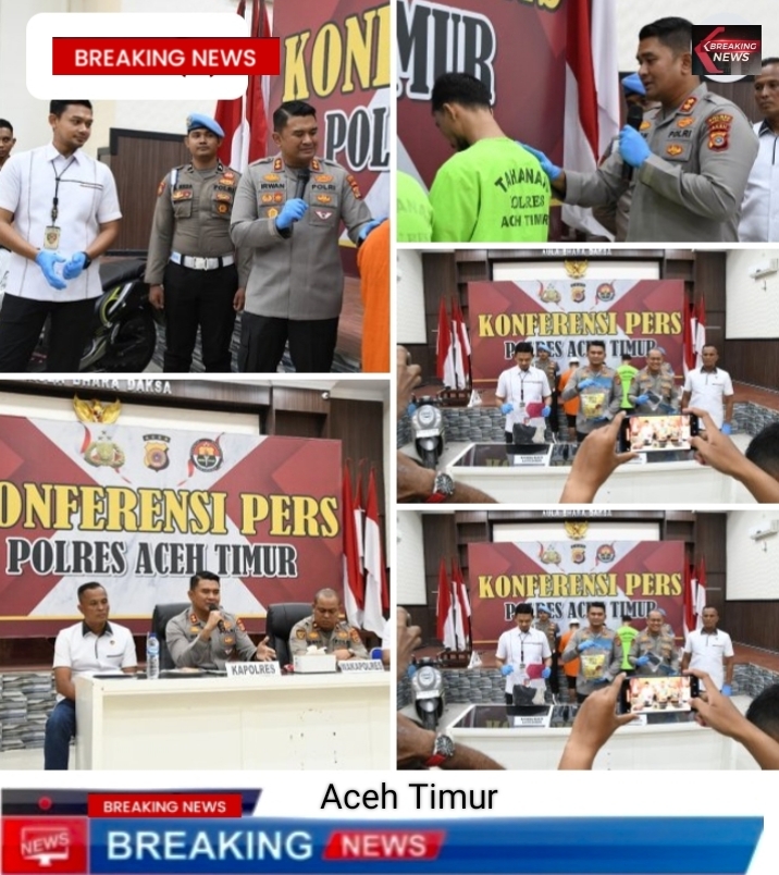 Polres Aceh Timur Gelar Konferensi Pers Pengungkapan Narkoba dan Pelecehan Seksual