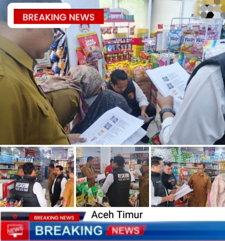 Polres Aceh Timur Bersama Disperindag Sabangi Toko Pastikan Temuan BPOM dan BPJPH RI