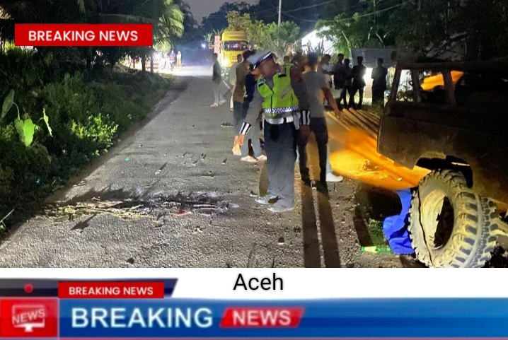 Laka Satlantas Polres Aceh Timur Olah TKP Kecelakaan di Ranto Peureulak