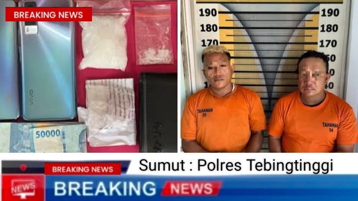 Bekuk Dua Pria Asal Sergai, Polres Tebing Tinggi Sita 49,75 Gram Sabu