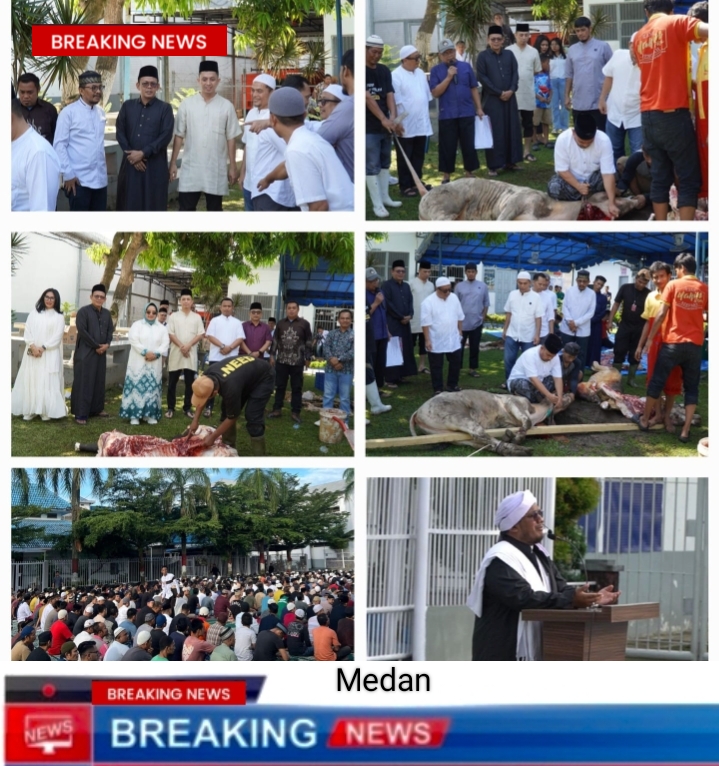 Rutan Kelas 1 Medan Gelar Sholat Idul Adha dan Pemotongan Hewan Qurban