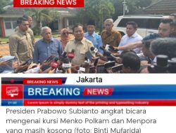 Soal Kursi Kosong Menko Polkam dan Menpora Masih Kosong, Tunggu Waktunya