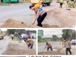 Antisipasi Kemacetan Arus Balik NATARU 2026 Polres Labusel Tangani Jalan Berlubang