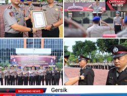 Kapolres Gersik Apresiasi Dedikasi Personel 63 Anggota Terima Penghargaan dan Satyalancana
